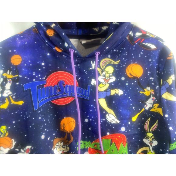 Space Jam Tune Squad Crop Top Hoodie Rare Size Juniors XL 44" Chest 18" Length - Picture 5 of 16